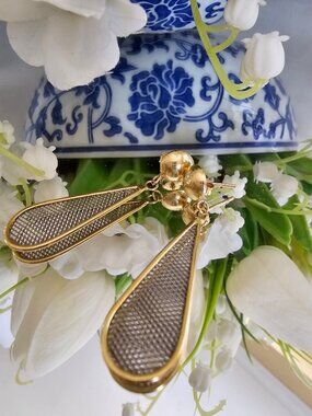 18 K Gold and Platinum Earrings, Made in Italy
